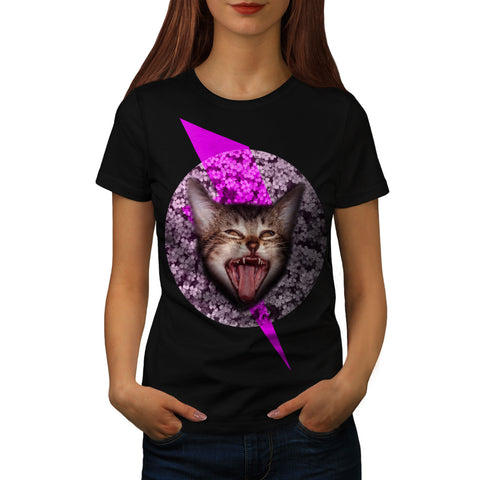 Crazy Cat Kitten Face Womens T-Shirt