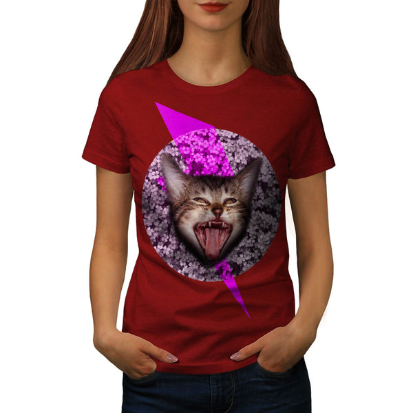 Crazy Cat Kitten Face Womens T-Shirt