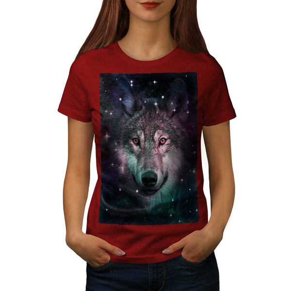 Space Wars Wolf Face Womens T-Shirt