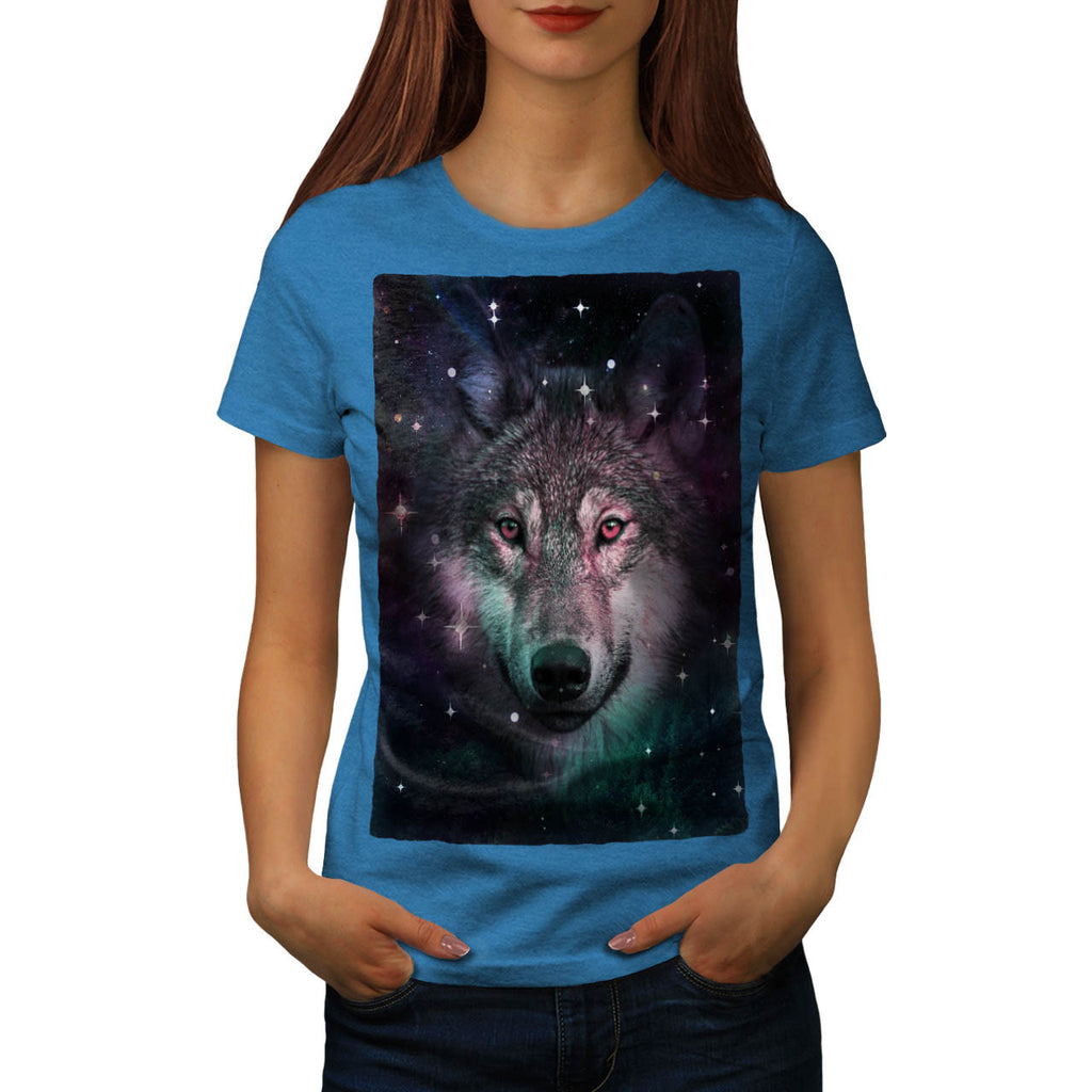 Space Wars Wolf Face Womens T-Shirt
