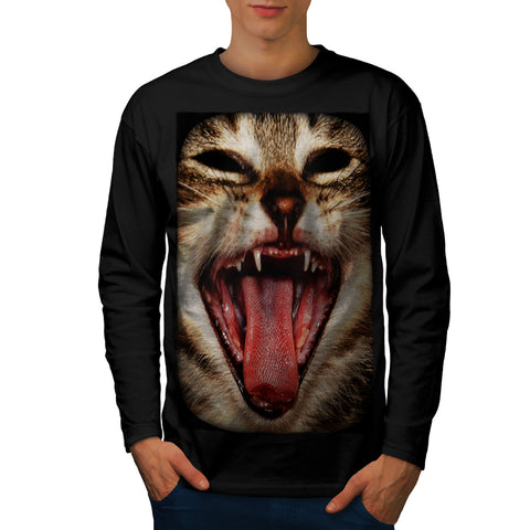 Wild Cat Crazy Mask Mens Long Sleeve T-Shirt
