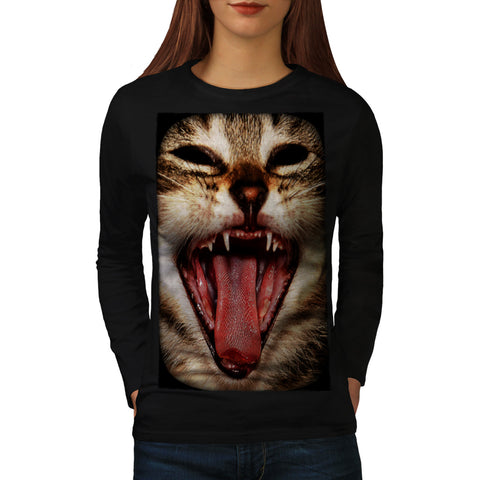 Wild Cat Crazy Mask Womens Long Sleeve T-Shirt