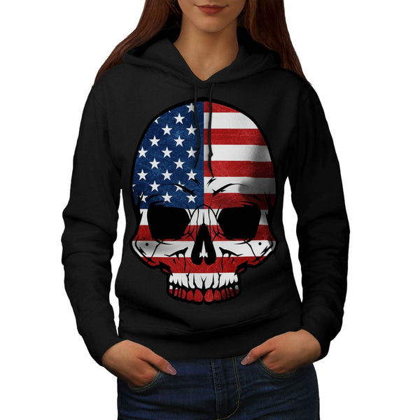 America Skull Flag Womens Hoodie