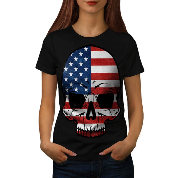 America Skull Flag Womens T-Shirt
