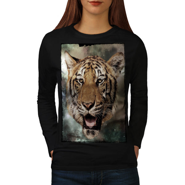 Big Cat Tiger Face Womens Long Sleeve T-Shirt
