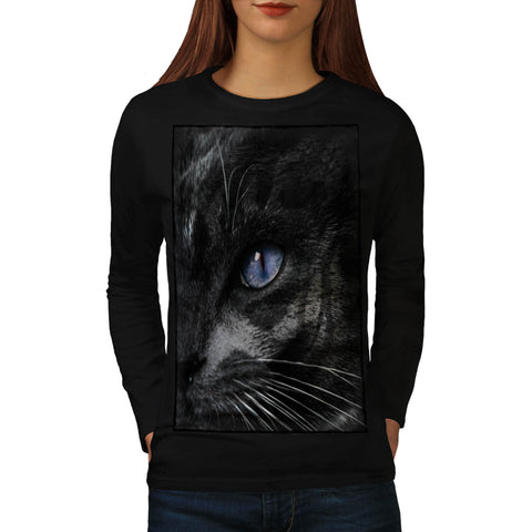 Cat Kitten Eye Stare Womens Long Sleeve T-Shirt