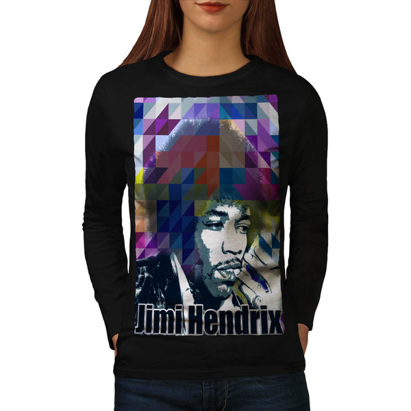 Jimi Hendrix Portrait Womens Long Sleeve T-Shirt