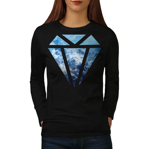 Blue Diamond Sky Cloud Womens Long Sleeve T-Shirt