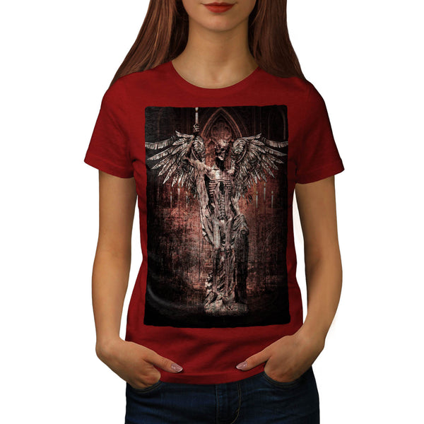 Skull War Angel Wings Womens T-Shirt