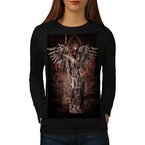 Skull War Angel Wings Womens Long Sleeve T-Shirt