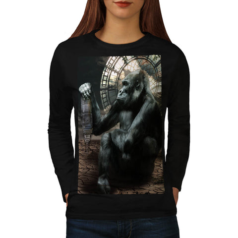 Crazy Ape Gorilla Womens Long Sleeve T-Shirt