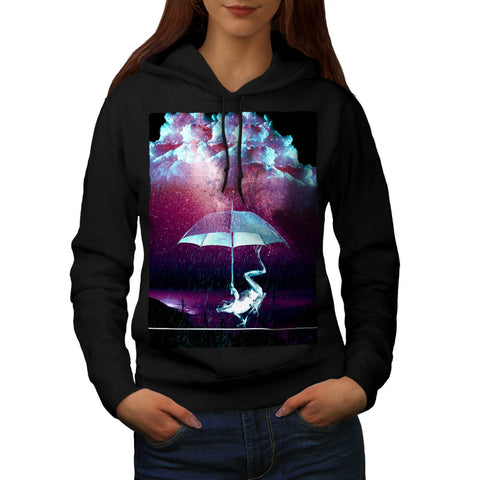 Frog Rain Umbrella Womens Hoodie