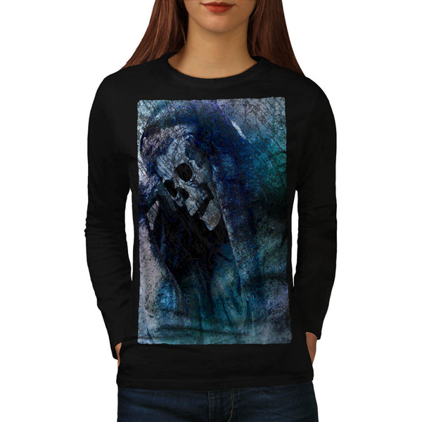 Skull Grim Reaper Art Womens Long Sleeve T-Shirt
