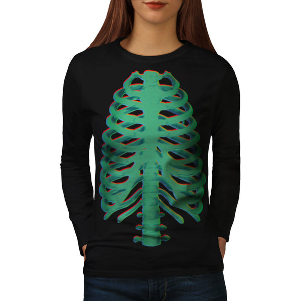 Skull Body Bones Glow Womens Long Sleeve T-Shirt