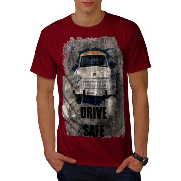Drive Safe Retro Car Mens T-Shirt