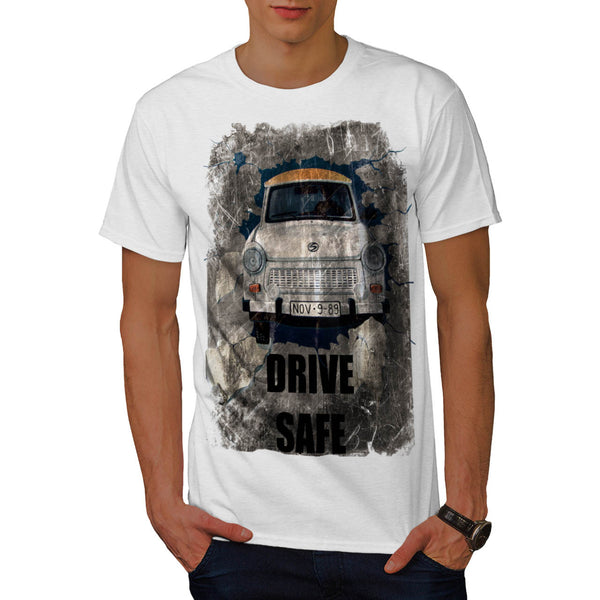 Drive Safe Retro Car Mens T-Shirt