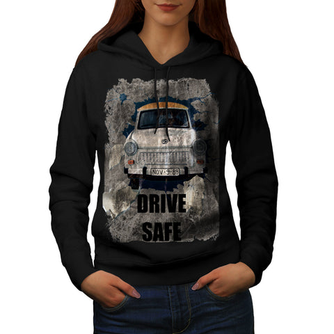 Drive Safe Retro Car Womens Hoodie