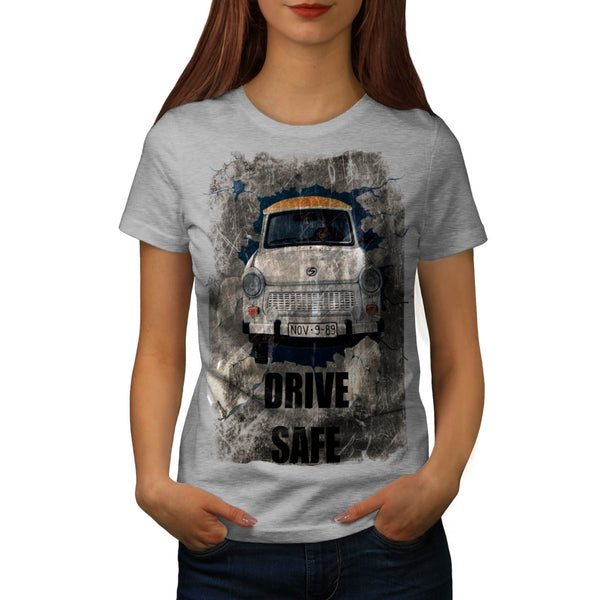 Drive Safe Retro Car Womens T-Shirt
