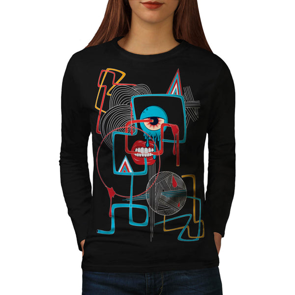 Crazy Monster Face Womens Long Sleeve T-Shirt