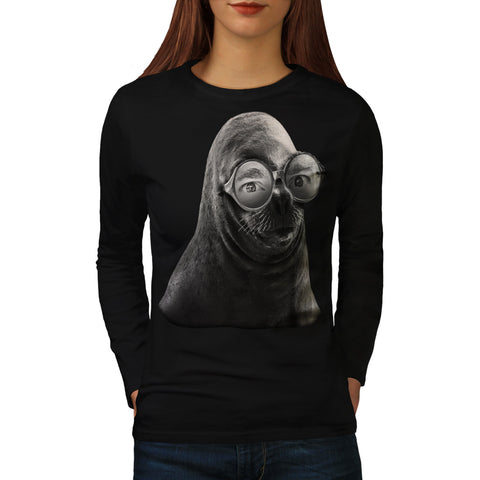 Crazy Seal Face Mask Womens Long Sleeve T-Shirt