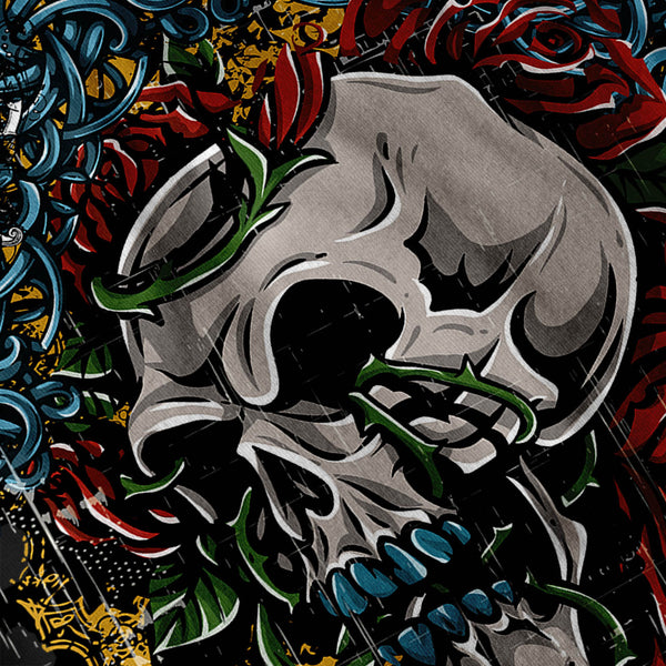 Skull Flower Rose Art Mens Hoodie