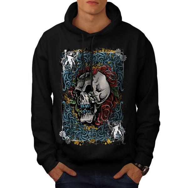 Skull Flower Rose Art Mens Hoodie