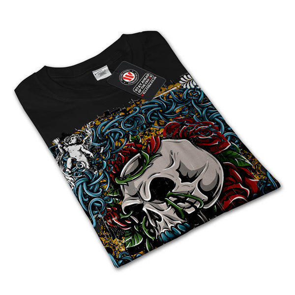 Skull Flower Rose Art Mens Long Sleeve T-Shirt