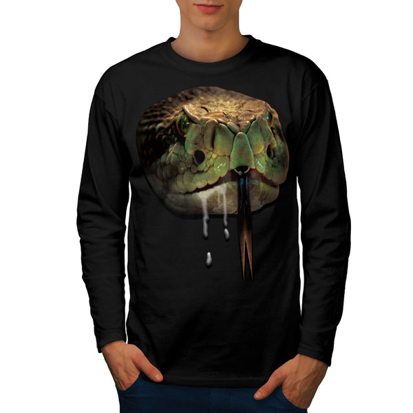 Snake Venom Bite Face Mens Long Sleeve T-Shirt