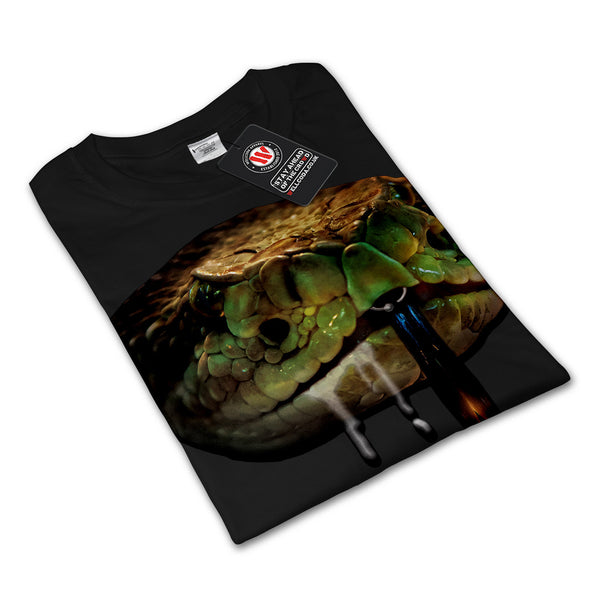 Snake Venom Bite Face Womens Long Sleeve T-Shirt