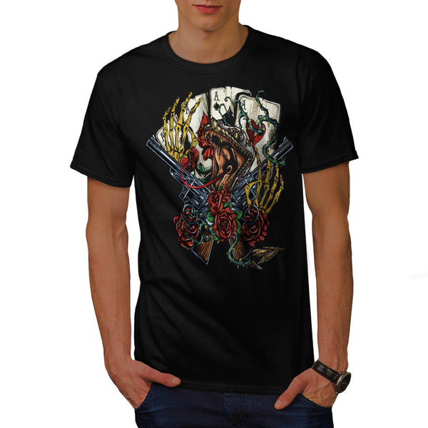 Snake Gun And Roses Mens T-Shirt