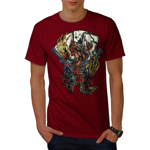 Snake Gun And Roses Mens T-Shirt