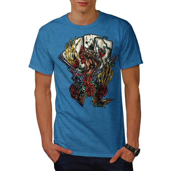 Snake Gun And Roses Mens T-Shirt