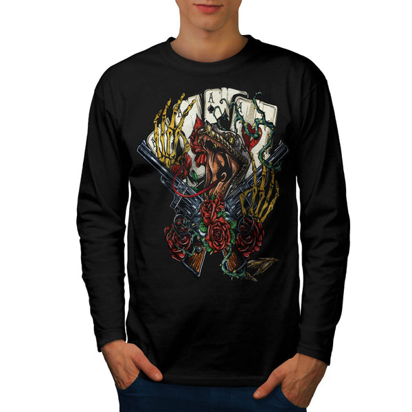 Snake Gun And Roses Mens Long Sleeve T-Shirt