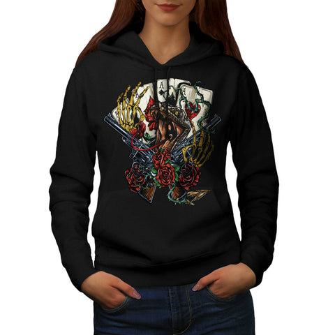 Snake Gun And Roses Womens Hoodie