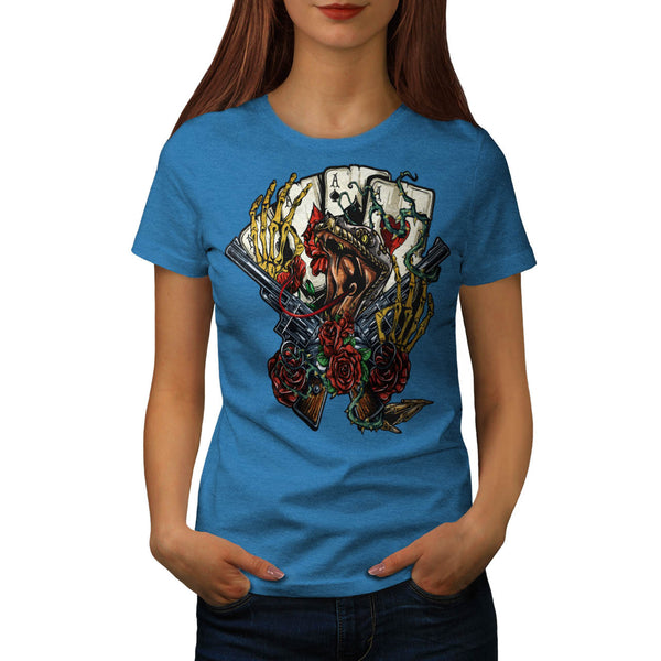 Snake Gun And Roses Womens T-Shirt