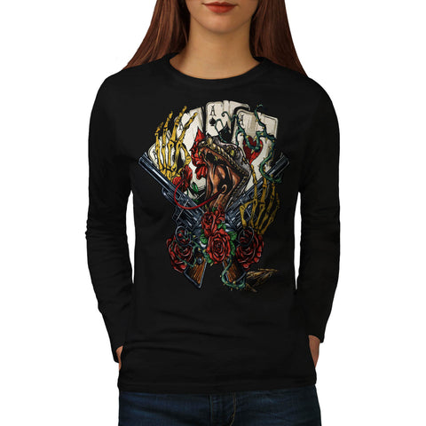 Snake Gun And Roses Womens Long Sleeve T-Shirt