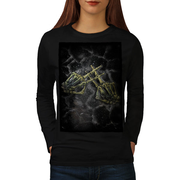 Skull Tattoo Bone Art Womens Long Sleeve T-Shirt