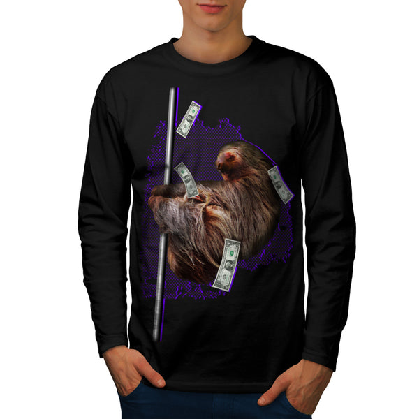 Stripper Sloth Animal Mens Long Sleeve T-Shirt