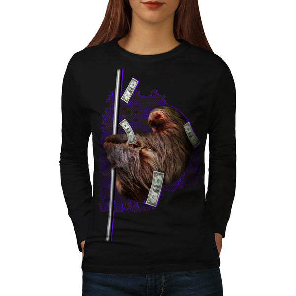 Stripper Sloth Animal Womens Long Sleeve T-Shirt