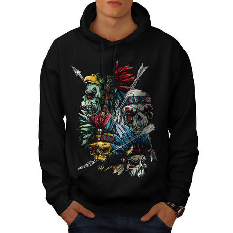 Skull Indian Tattoo Mens Hoodie