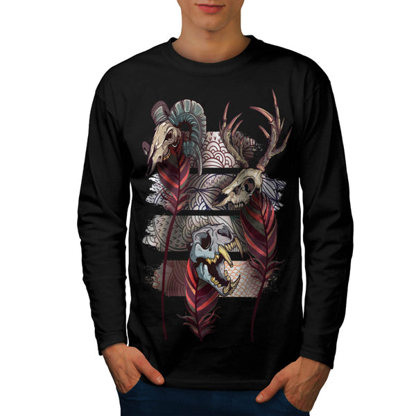 Skull Indian Beast Mens Long Sleeve T-Shirt