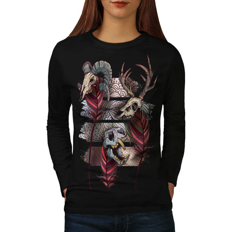 Skull Indian Beast Womens Long Sleeve T-Shirt