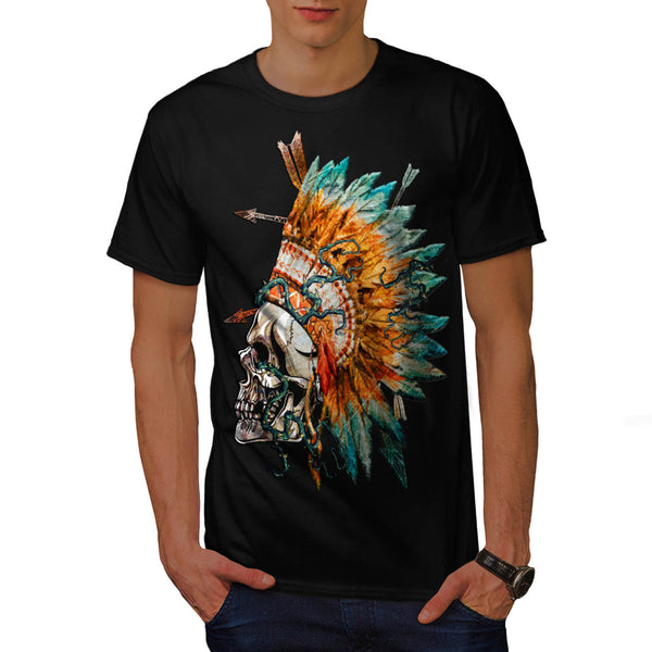 Skull Indian Rose Art Mens T-Shirt