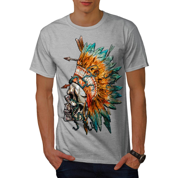 Skull Indian Rose Art Mens T-Shirt