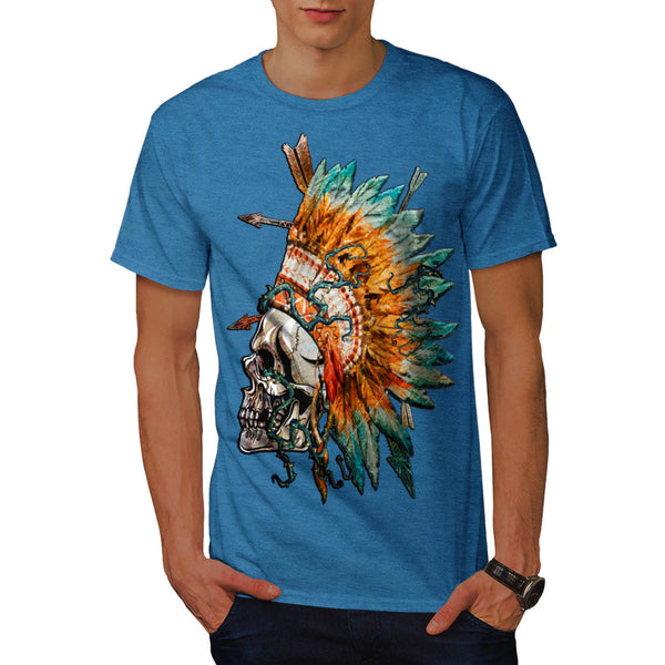 Skull Indian Rose Art Mens T-Shirt