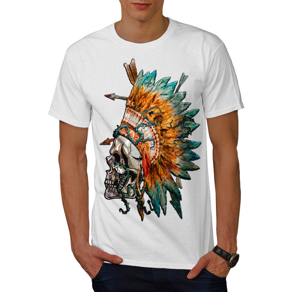 Skull Indian Rose Art Mens T-Shirt