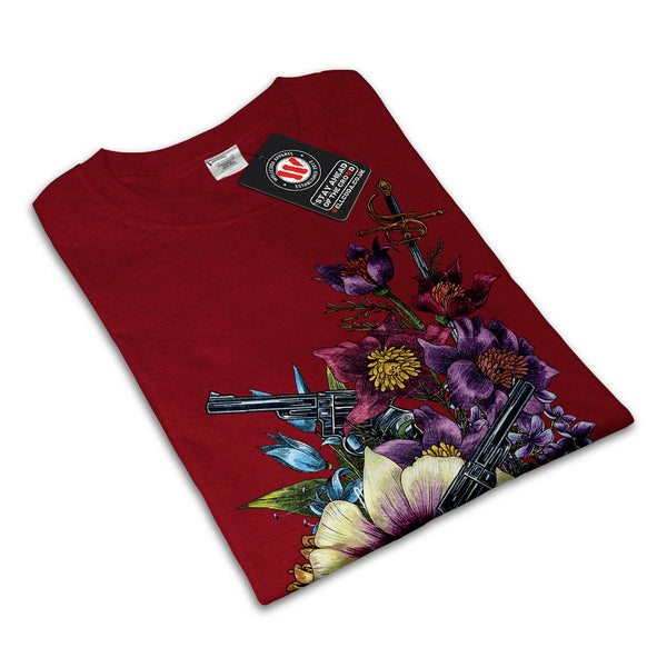 Flower Pistol Guns Womens T-Shirt