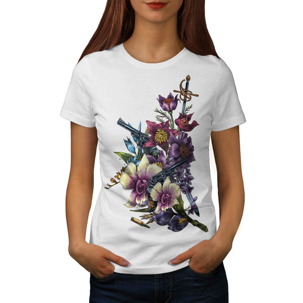Flower Pistol Guns Womens T-Shirt