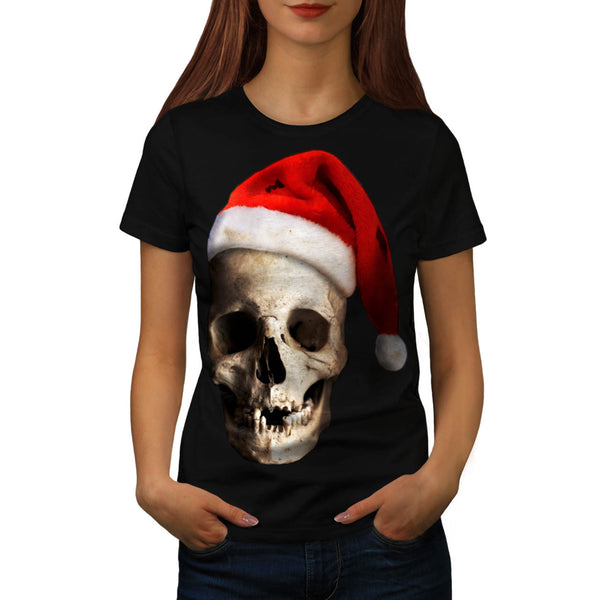 Santa Claus Skull Hat Womens T-Shirt