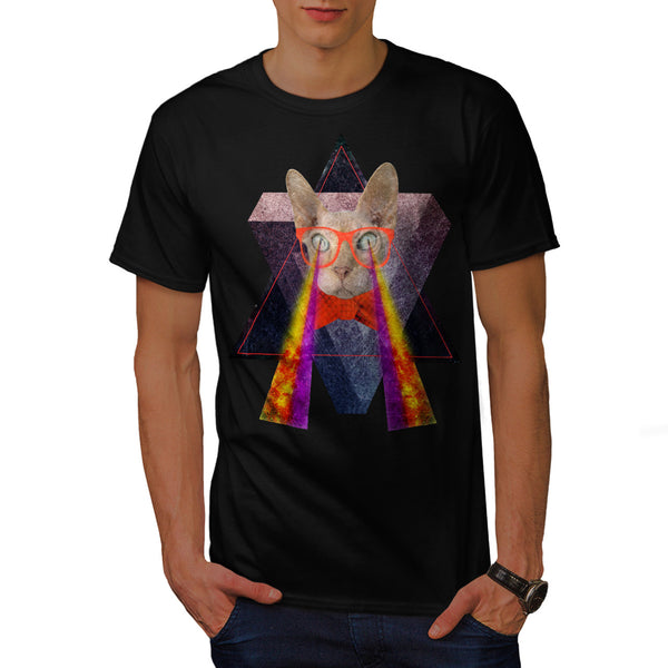 Crazy Cat Laser Beam Mens T-Shirt